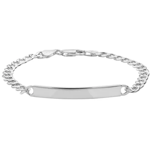 Silver Mens' Curb Id Bracelet 8g